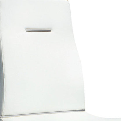 Set of Two White and Silver Faux Leather Dining Side Chairs