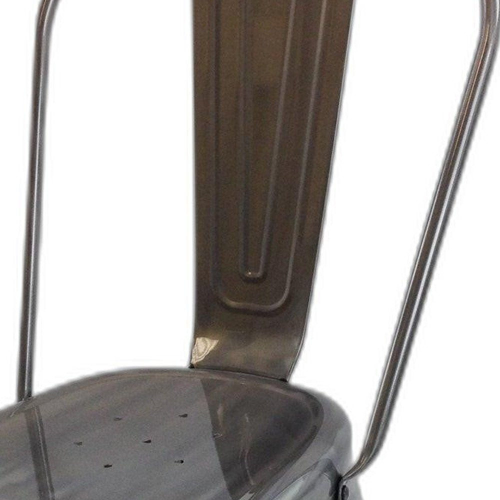 Set of Four Gray Metal Open Back Dining Side Chairs
