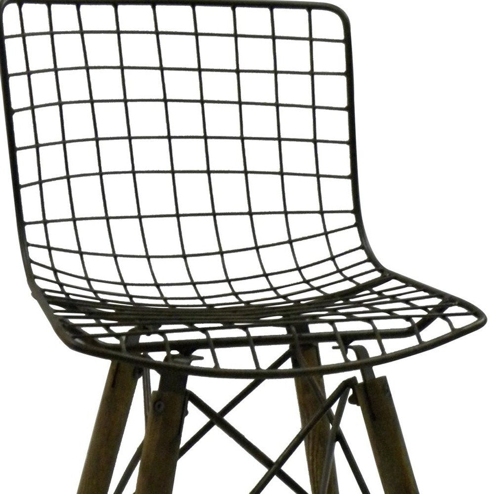 Set of Two Gray Metal Dining Side Chairs