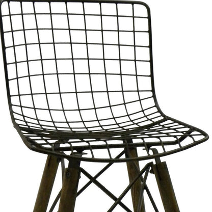 Set of Two Gray Metal Dining Side Chairs