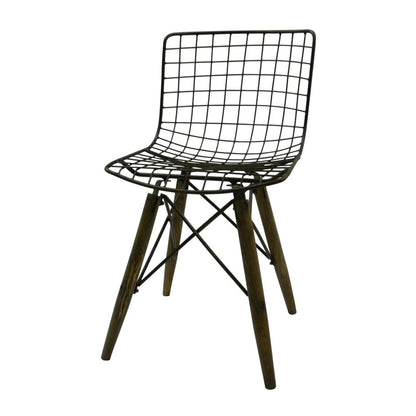 Set of Two Gray Metal Dining Side Chairs