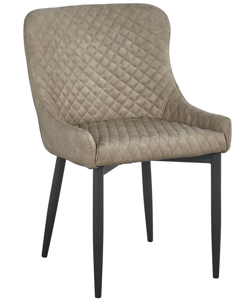 Set of Four Gray and Black Tufted Faux Leather Dining Side Chairs