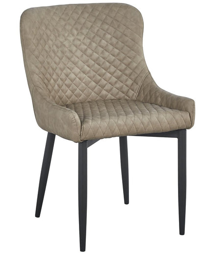 Set of Four Gray and Black Tufted Faux Leather Dining Side Chairs
