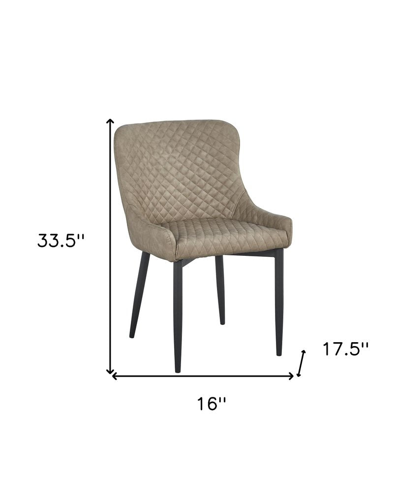 Set of Four Gray and Black Tufted Faux Leather Dining Side Chairs