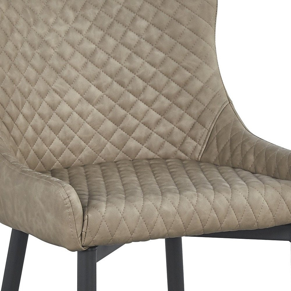 Set of Four Gray and Black Tufted Faux Leather Dining Side Chairs
