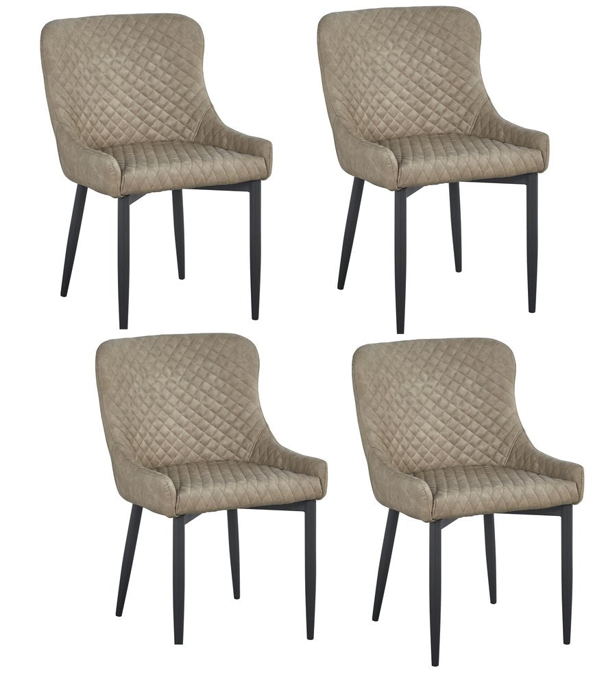 Set of Four Gray and Black Tufted Faux Leather Dining Side Chairs