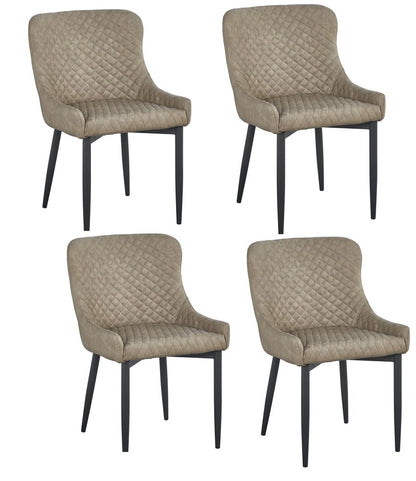 Set of Four Gray and Black Tufted Faux Leather Dining Side Chairs
