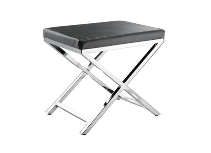21" Charcoal and Silver Faux Leather Vanity Chair