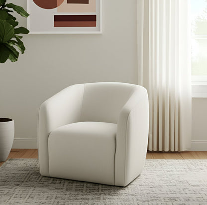 32" Beige Fabric Barrel Club Chair