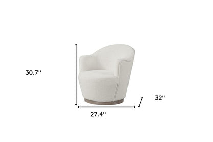 27" Off White Fabric Swivel Barrel Chair