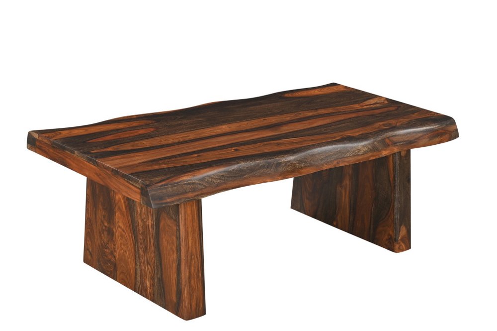 Set of Two Dark Brown Solid Wood Sled Furniture Set