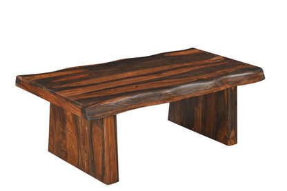 Set of Two Dark Brown Solid Wood Sled Furniture Set