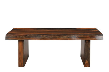 Set of Two Dark Brown Solid Wood Sled Furniture Set