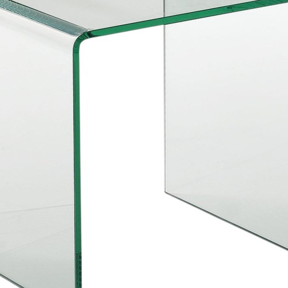 21" Clear Glass Rounded Edge End Table