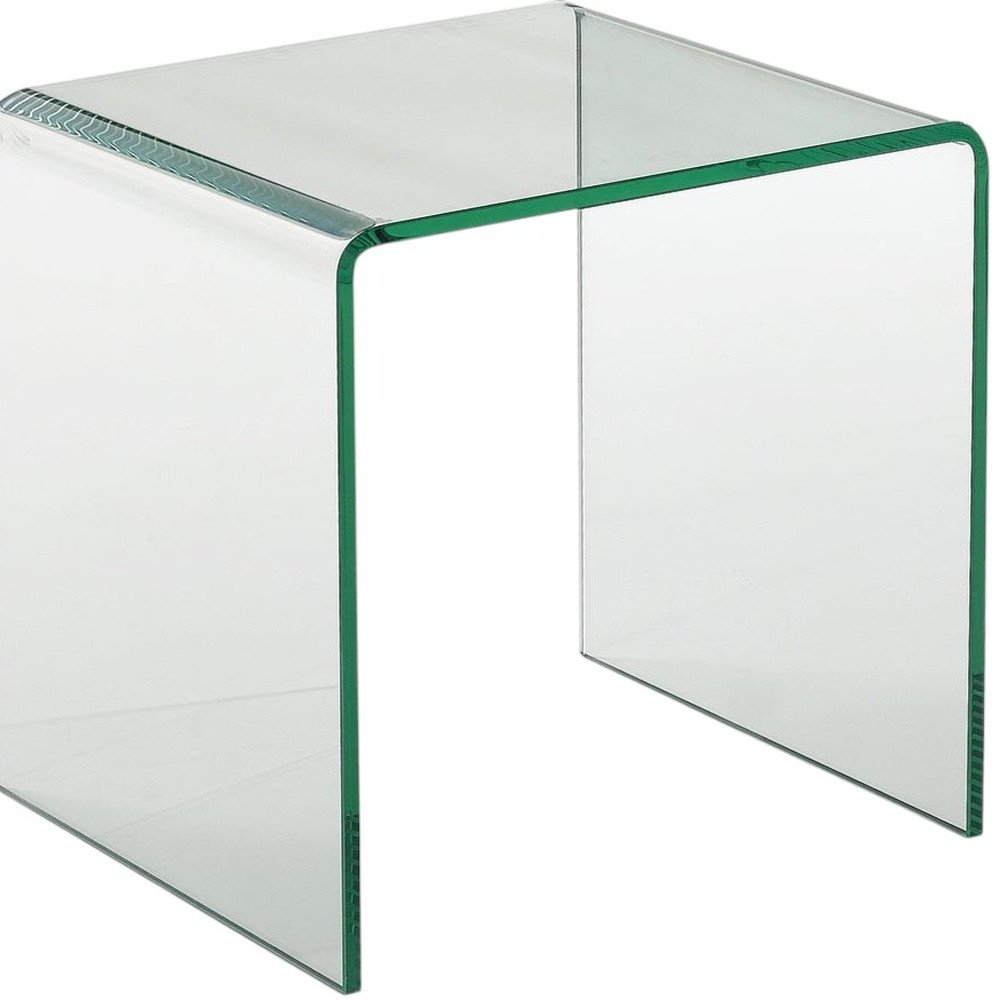 21" Clear Glass Rounded Edge End Table