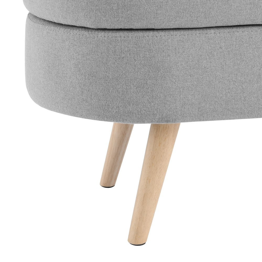 44" Gray and Brown Linen Upholstered Storage Bench with Flip Top