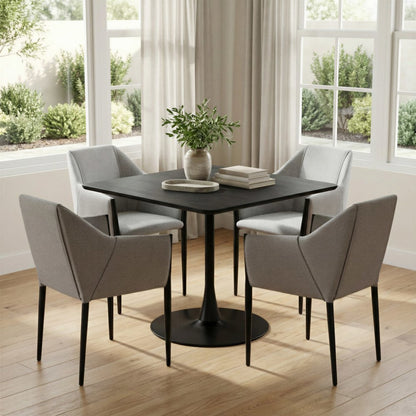 Set of Two Gray and Black Faux Leather Dining Arm Chairs