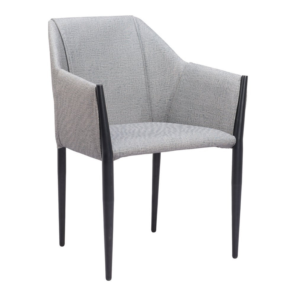 Set of Two Gray and Black Faux Leather Dining Arm Chairs