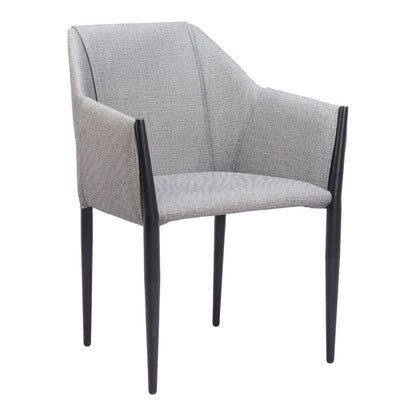 Set of Two Gray and Black Faux Leather Dining Arm Chairs
