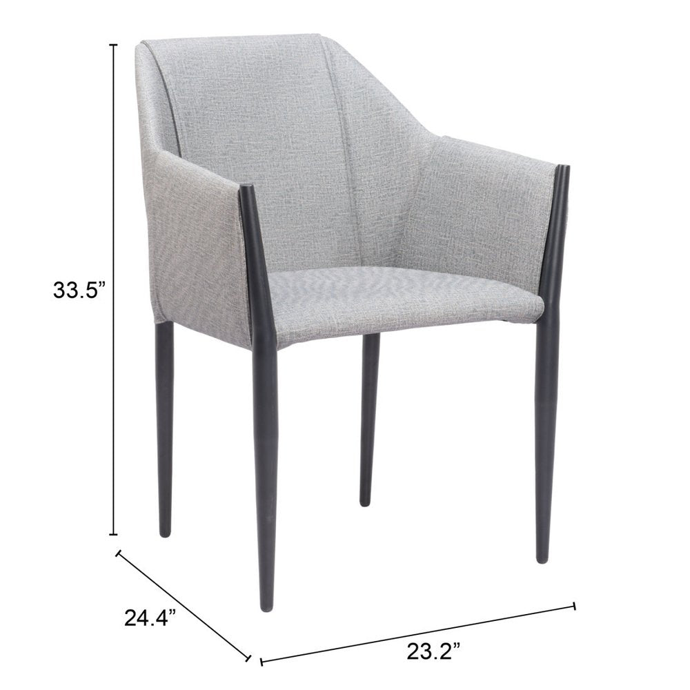 Set of Two Gray and Black Faux Leather Dining Arm Chairs