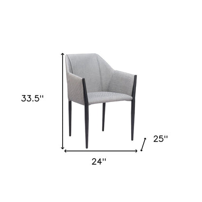 Set of Two Gray and Black Faux Leather Dining Arm Chairs