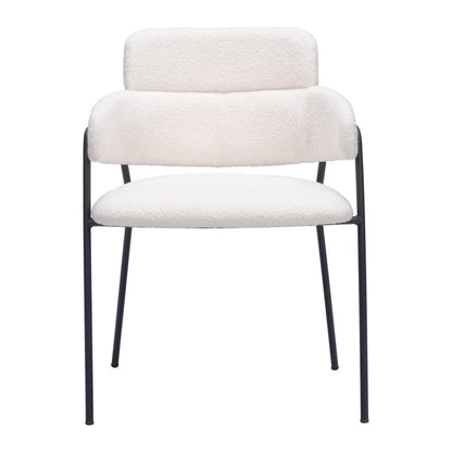 Set of Two Cream and Black Faux Fur Dining Arm Chairs