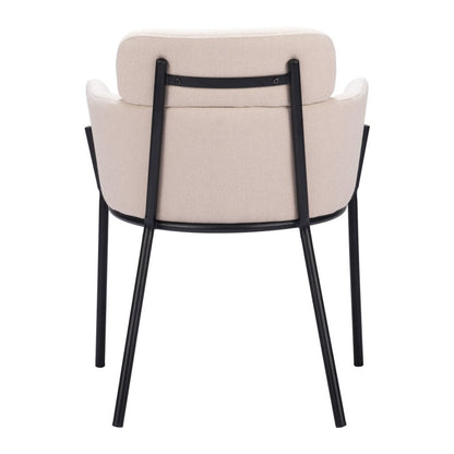 Set of Two Beige and Black Upholstery Dining Arm Chairs
