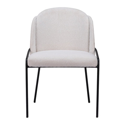 Set of Two Ivory and Black Faux Fur Dining Side Chairs