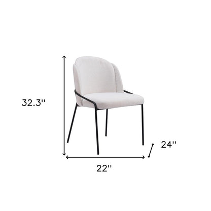 Set of Two Ivory and Black Faux Fur Dining Side Chairs
