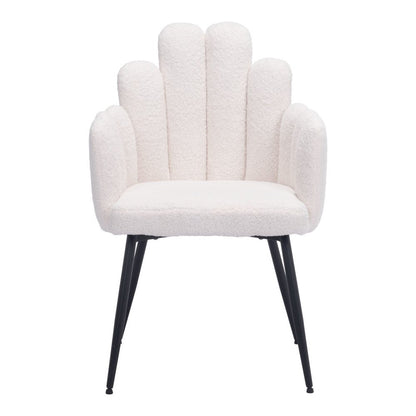 Set of Two Ivory and Black Faux Fur Slat Back Dining Arm Chairs