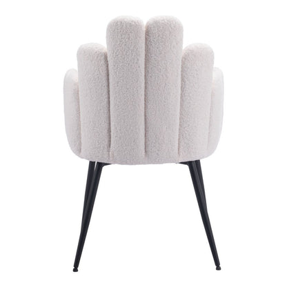 Set of Two Ivory and Black Faux Fur Slat Back Dining Arm Chairs