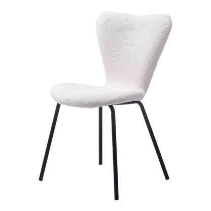 Set of Two Ivory and Black Faux Fur Dining Side Chairs