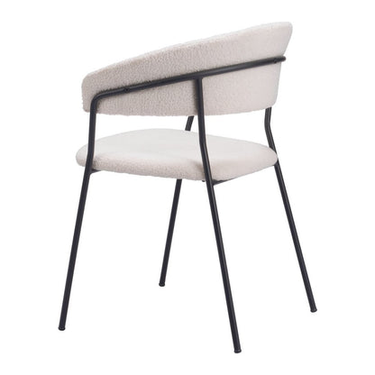 Set of Two Cream and Black Faux Fur Open Back Dining Arm Chairs
