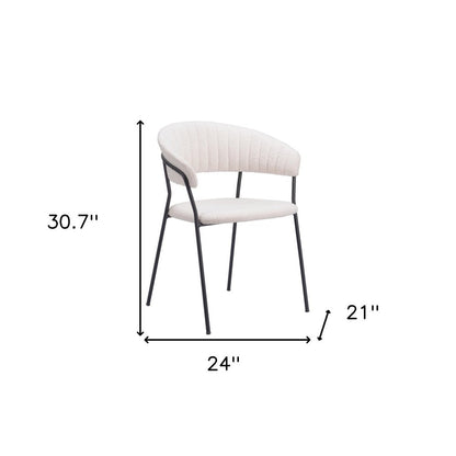 Set of Two Cream and Black Faux Fur Open Back Dining Arm Chairs