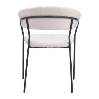Set of Two Cream and Black Faux Fur Open Back Dining Arm Chairs