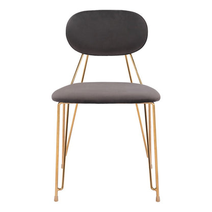 Set of Two Gray and Gold Velvet Open Back Dining Side Chairs