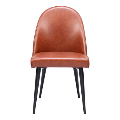 Set of Two Brown and Black Faux Leather Dining Side Chairs