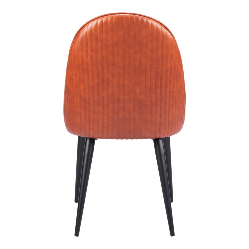 Set of Two Brown and Black Faux Leather Dining Side Chairs