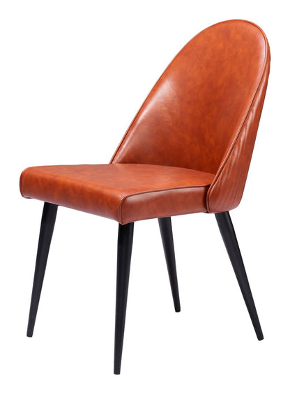 Set of Two Brown and Black Faux Leather Dining Side Chairs