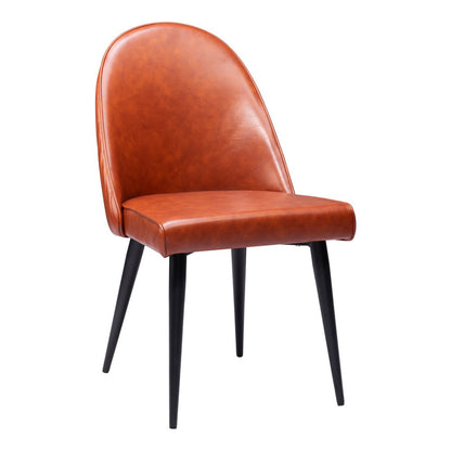 Set of Two Brown and Black Faux Leather Dining Side Chairs