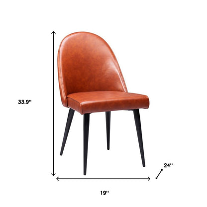 Set of Two Brown and Black Faux Leather Dining Side Chairs