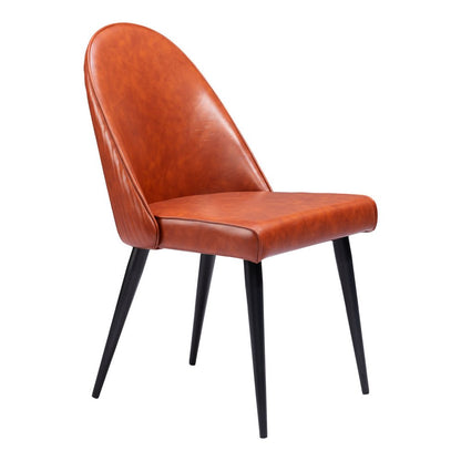 Set of Two Brown and Black Faux Leather Dining Side Chairs