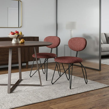 Set of Two Brown and Black Upholstery Open Back Dining Side Chairs