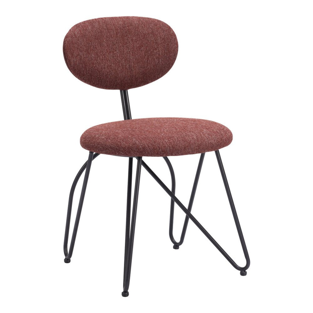Set of Two Brown and Black Upholstery Open Back Dining Side Chairs