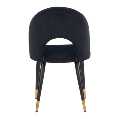 Set of Two Black and Gold Velvet Open Back Dining Side Chairs