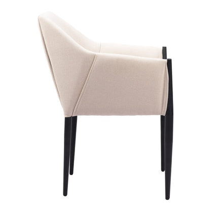 Set of Two Beige and Black Upholstery Dining Arm Chairs