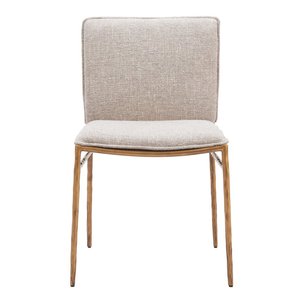 Beige and Gold Upholstery Dining Side Chair