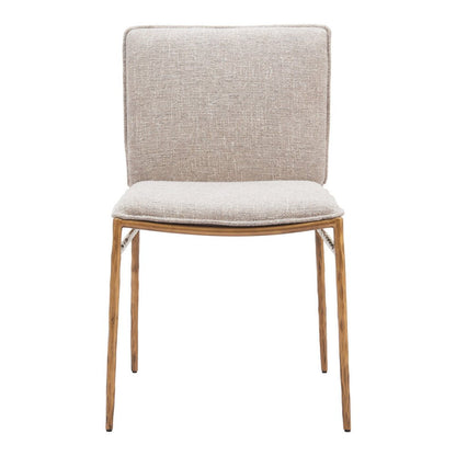 Beige and Gold Upholstery Dining Side Chair