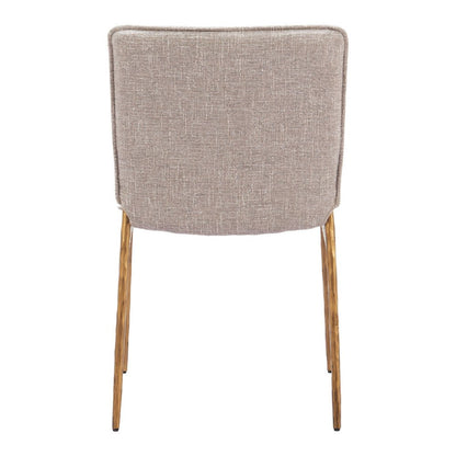 Beige and Gold Upholstery Dining Side Chair