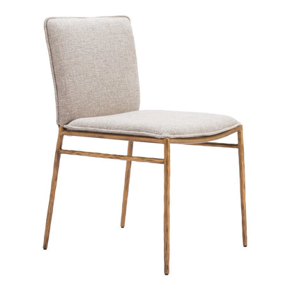 Beige and Gold Upholstery Dining Side Chair